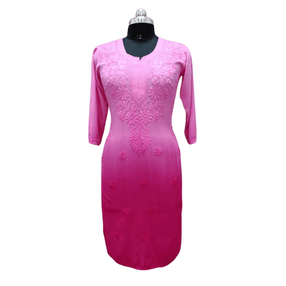 Classic Modal Kurti Featuring Handcrafted Lucknowi Chikankari Embroidery